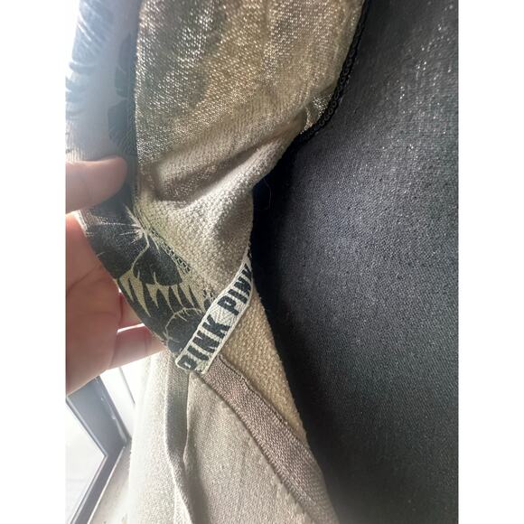 Victoria’s Secret Pink Beige Full-Zip Hoodie – Floral Print Hood, Size S - Picture 5 of 10